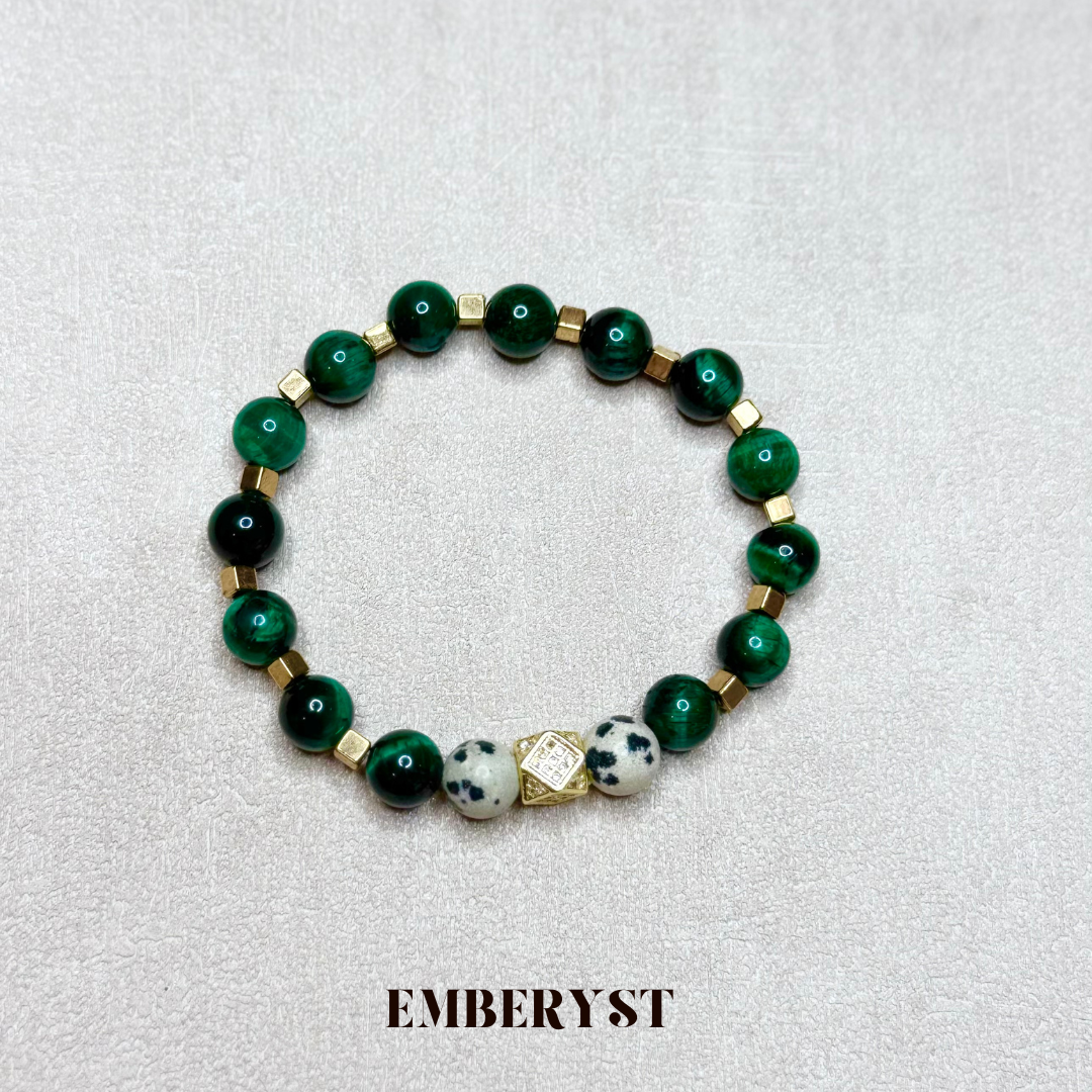 Green Tiger Eye & Dalmatian Jasper Bracelet