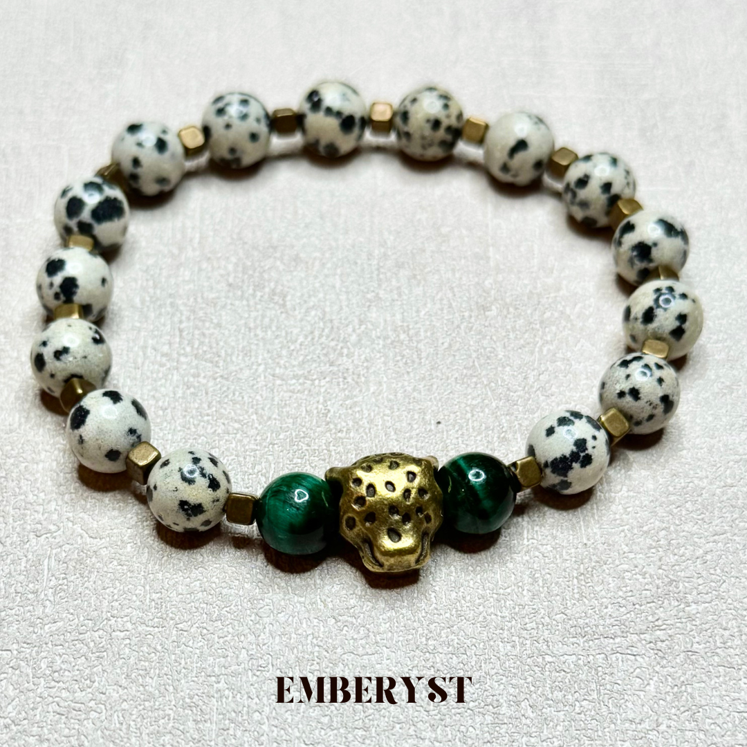 Dalmatian Jasper & Green Tiger Eye Bracelet