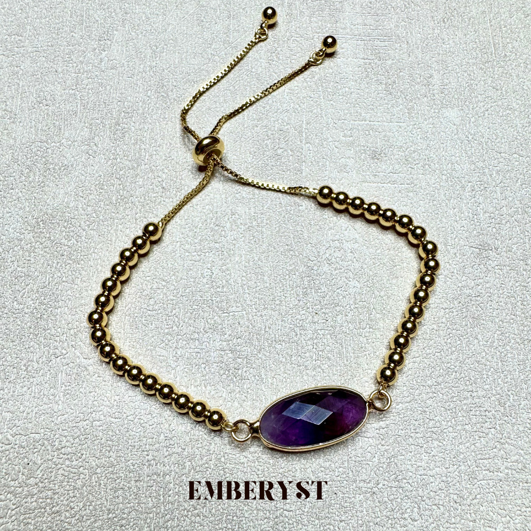 Gold Crystal Pendant Adjustable Bracelet